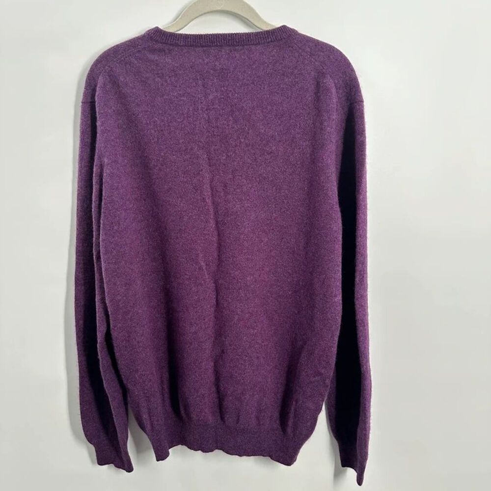 Club Room Luxury Mens Large 100% Cashmere V Neck Sweater Purple Knit Pullover - Picture 2 of 10
